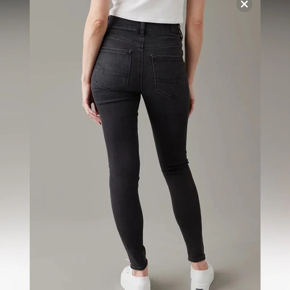American eagle high rise black skinny jeans size 0 short in excellent condition​ - Picture 2 of 6